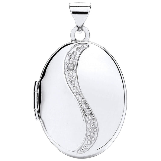 9ct Gold Oval Shaped Locket with Diamond - FJewellery