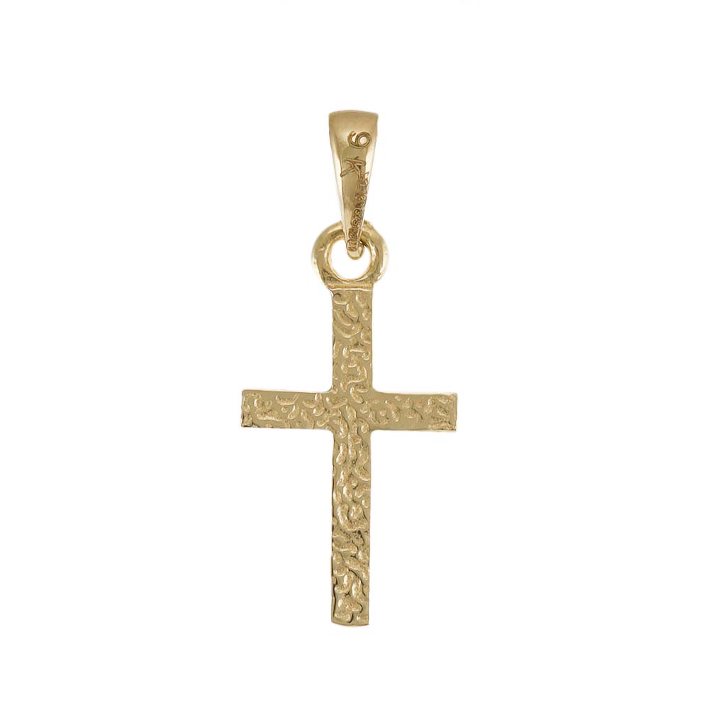 9ct Gold Patterned Cross Pendant - FJewellery