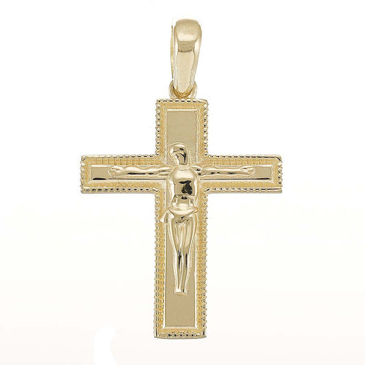 9ct Gold Patterned Crucifix Cross - 32mm - FJewellery