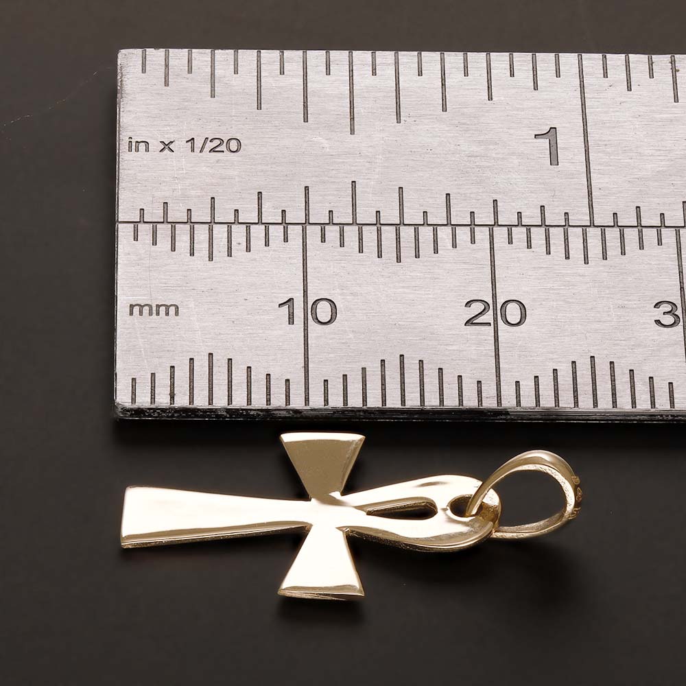 9ct Gold Plain Ankh Cross Pendant - 24mm - FJewellery