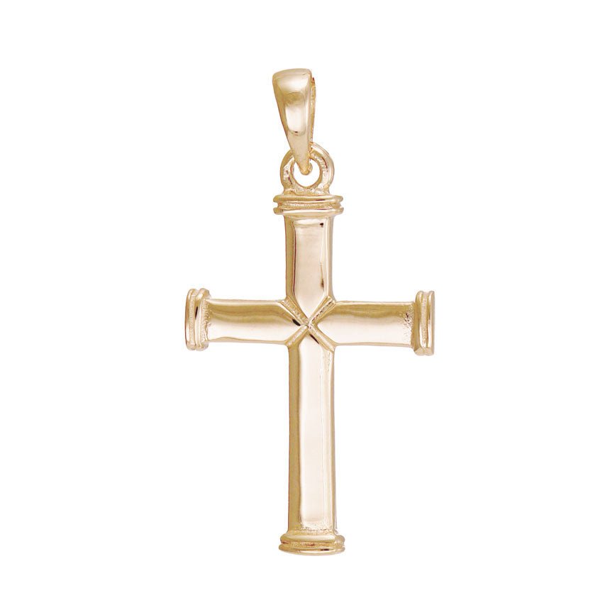 9ct Gold Plain Cross Pendant - 30mm - FJewellery