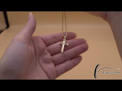 9ct Gold Plain Cross Pendant - 30mm - FJewellery