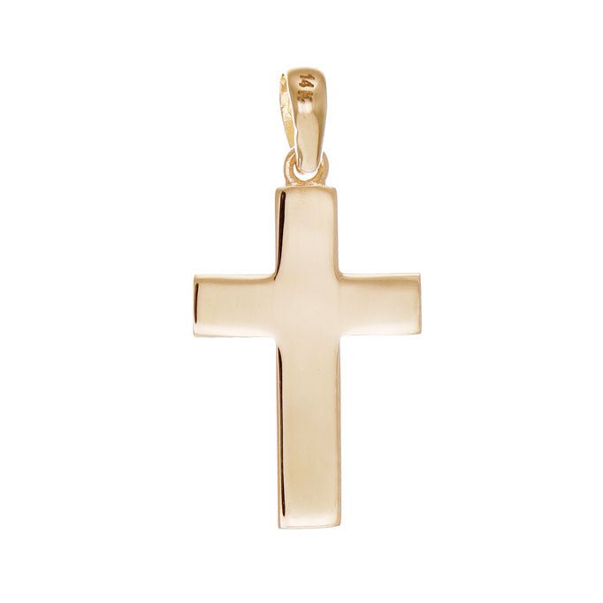 9ct Gold Plain Cross Pendant - 33mm - FJewellery