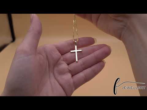 9ct Gold Plain Cross Pendant - 34mm - FJewellery