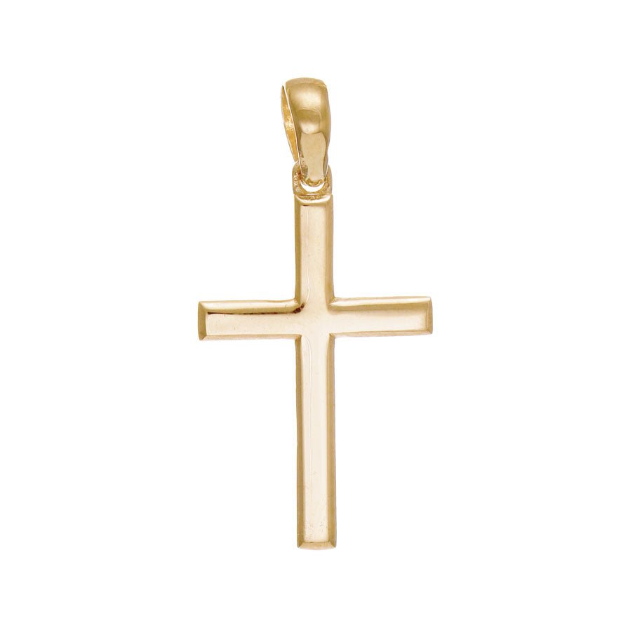 9ct Gold Plain Cross Pendant - 34mm - FJewellery