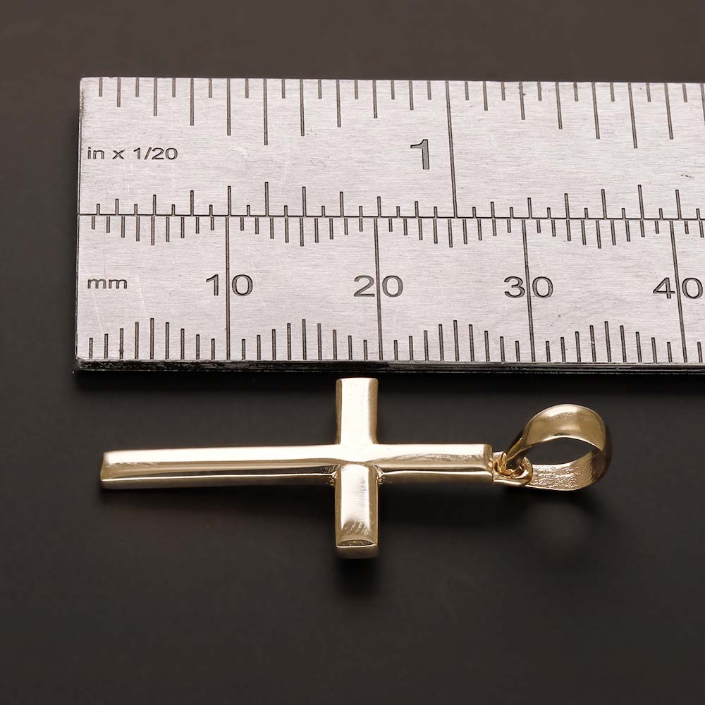 9ct Gold Plain Cross Pendant - 34mm - FJewellery