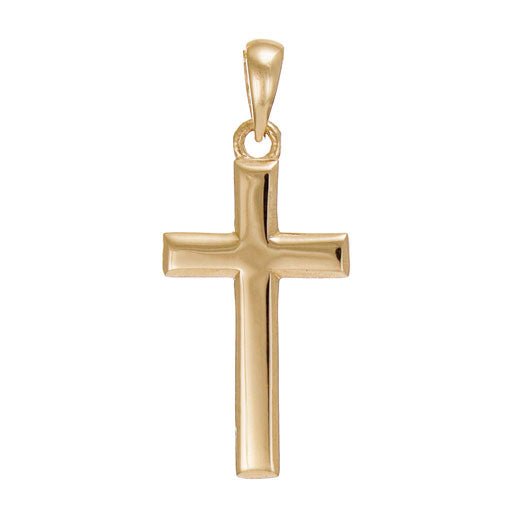 9ct Gold Plain Polished Cross Pendant - 27mm - FJewellery