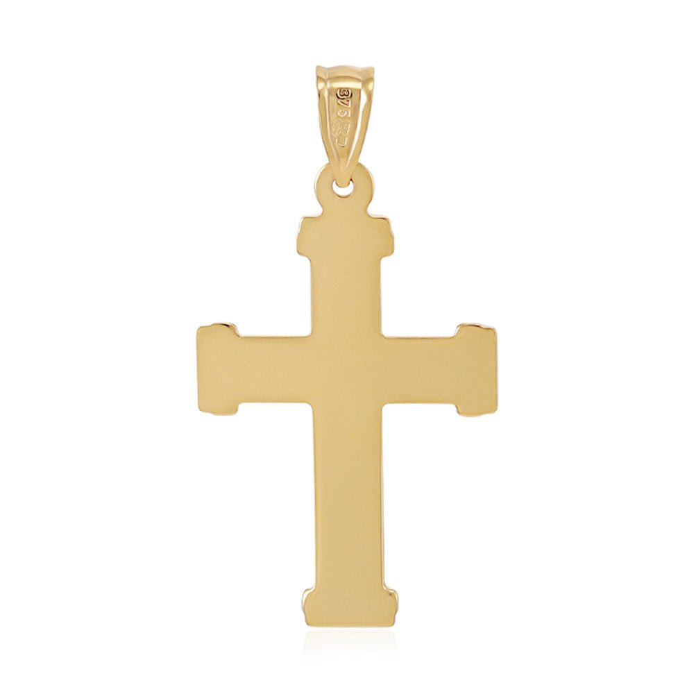 9ct Gold Ribbed Cross - FJewellery