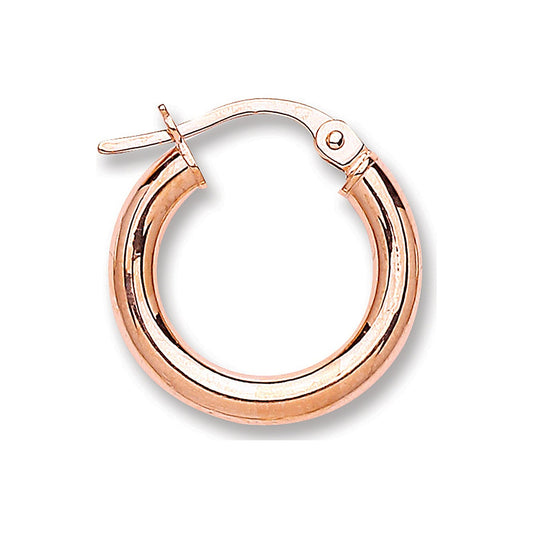 9ct Gold Round Bold Rose Tube Hoop Earrings - FJewellery