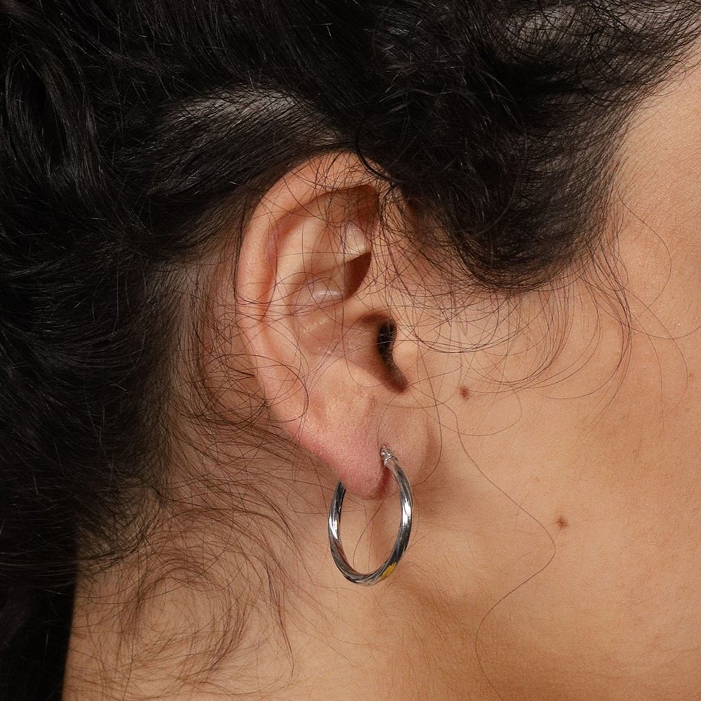9ct Gold Round Twisted Hoop Earrings - FJewellery