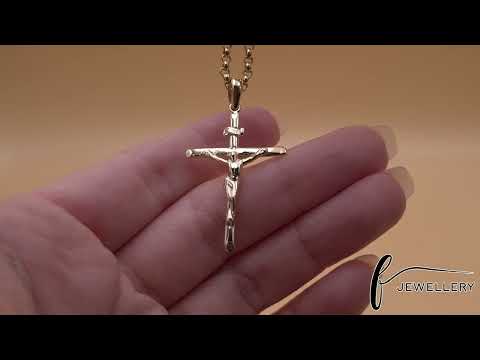 9ct Gold Traditional Crucifix Cross Pendant - 41mm - FJewellery