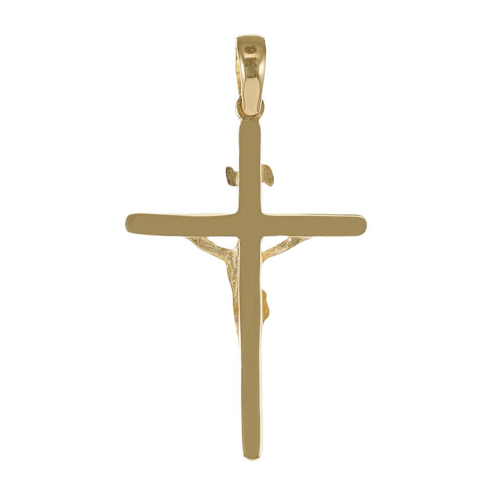 9ct Gold Traditional Crucifix Cross Pendant - 41mm - FJewellery