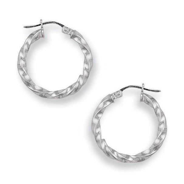 9ct Gold Twisted Design Hoop Earrings - FJewellery