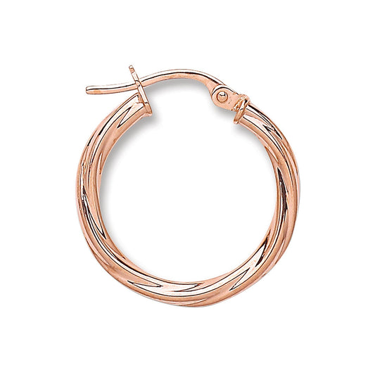 9ct Gold Twisted Rose Hoop Earrings - FJewellery