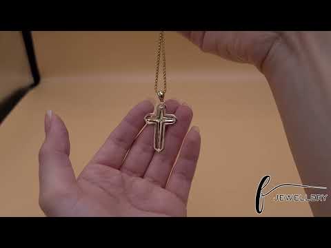 9ct Gold Unique Crucifix Double Cross Pendant - 45mm - FJewellery