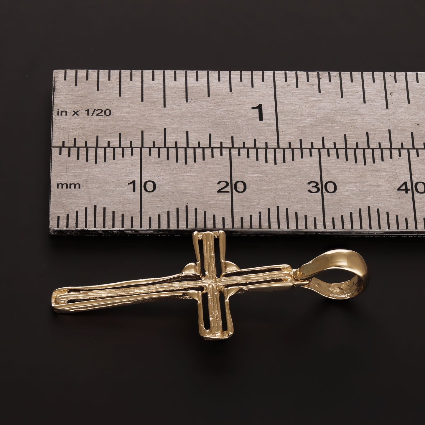 9ct Gold Unique Patterned Cross Pendant - 34mm - FJewellery