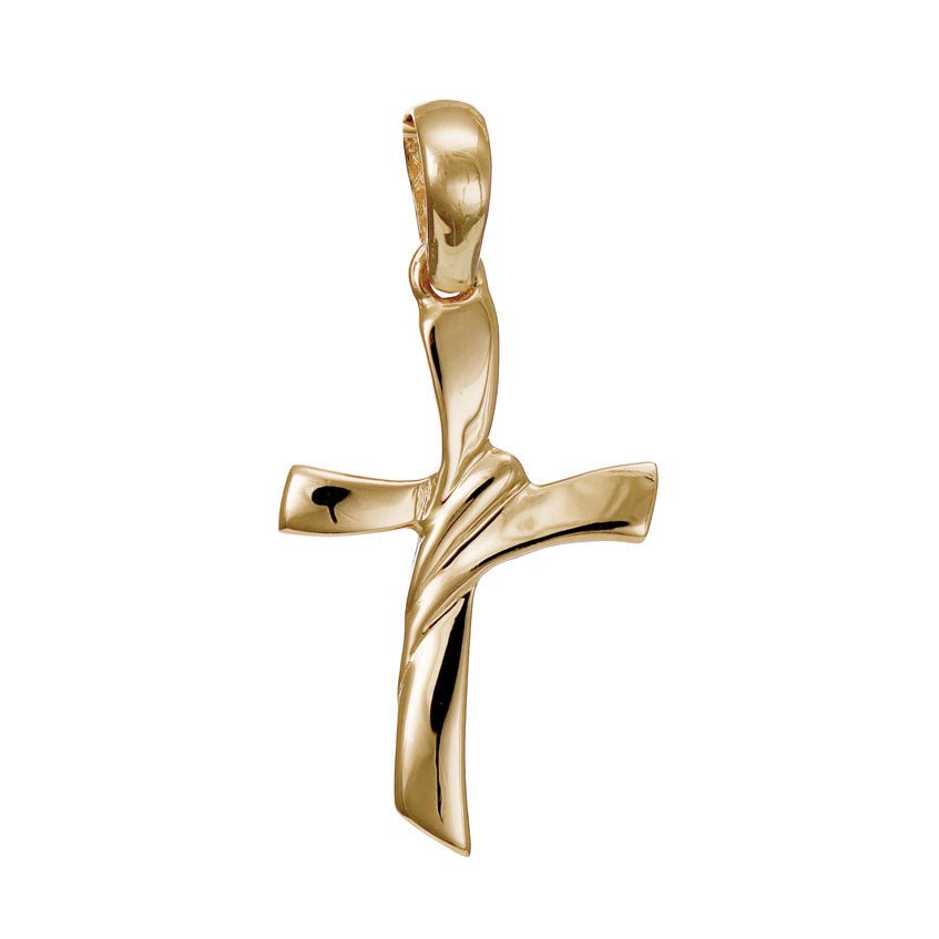 9ct Gold Unique Twisted Cross Pendant - 32mm - FJewellery