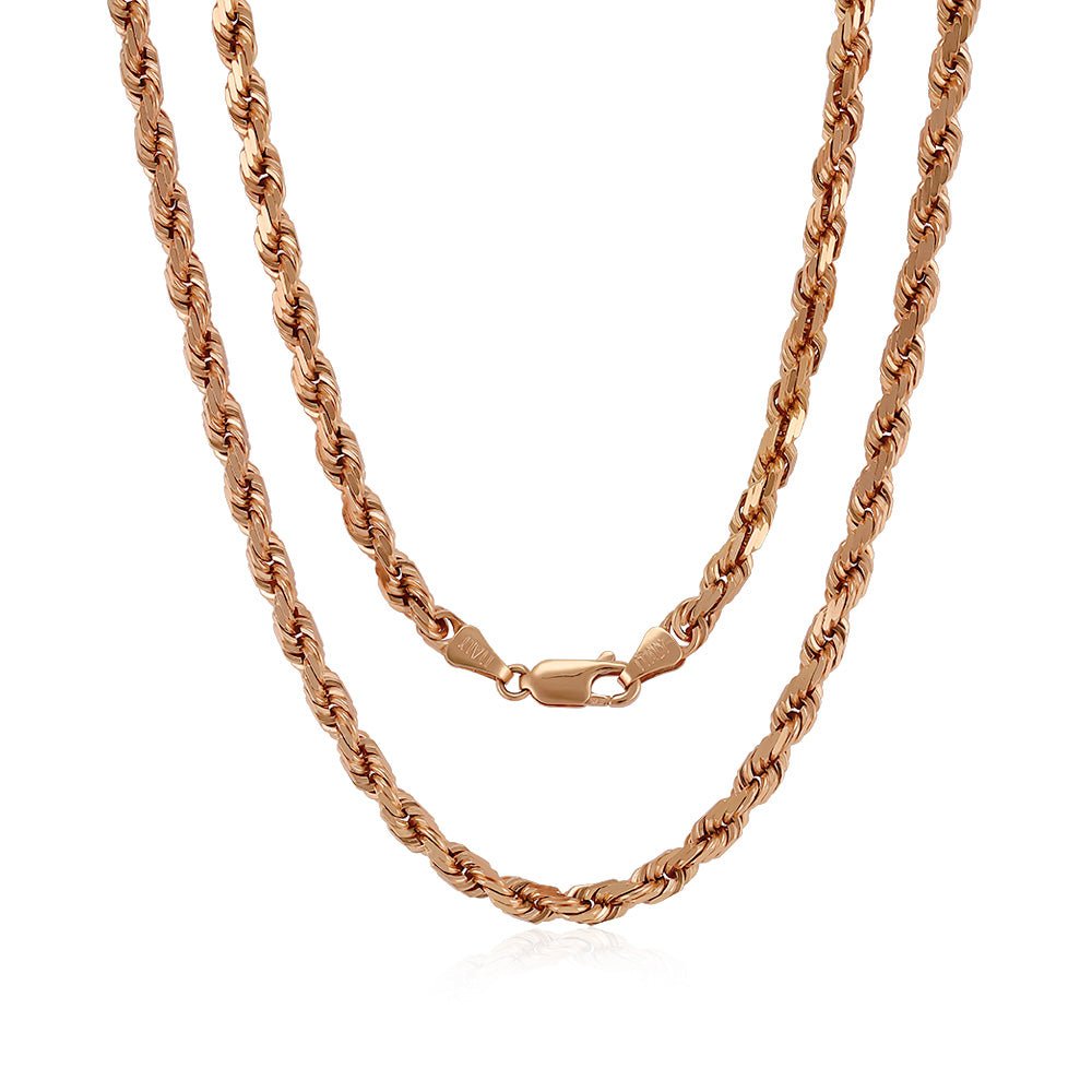 9ct Rose Gold Solid Rope Chain DSHCN0640 - FJewellery