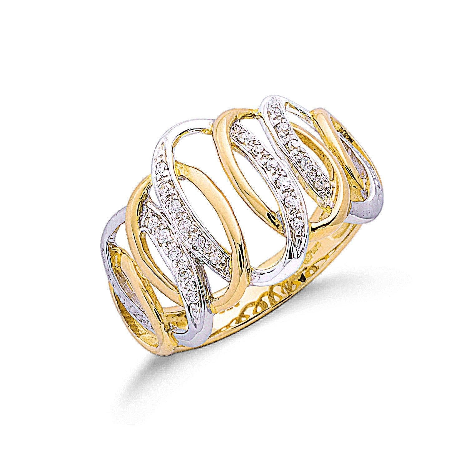 9ct Two Colour Gold 0.10ct Diamond Ring - FJewellery