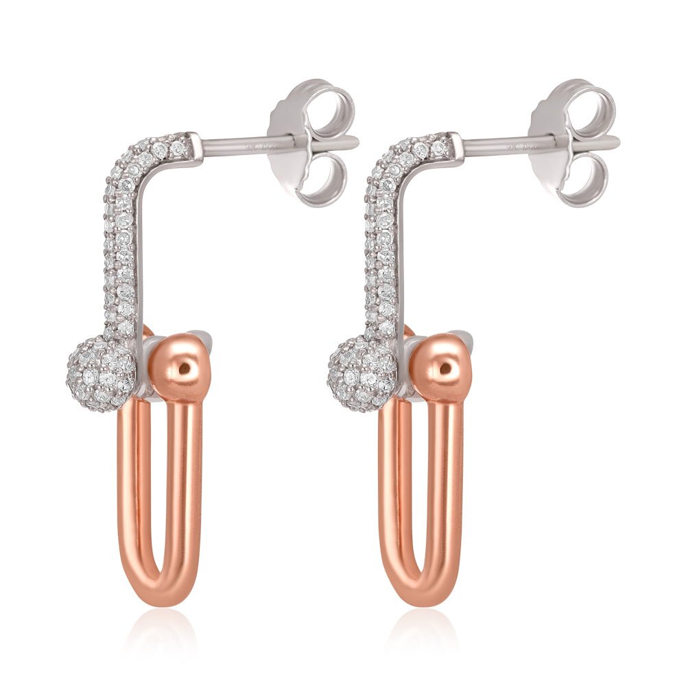 9ct White and Rose gold Drop earring 0.43ctw diamonds - FJewellery