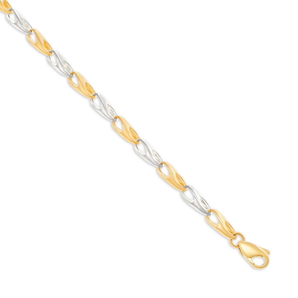 9ct White And Yellow Gold Fancy 4.3mm Bracelet - FJewellery