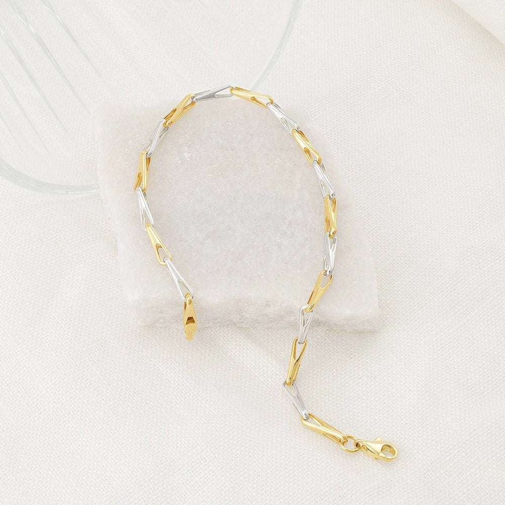 9ct White And Yellow Gold Fancy Bracelet - FJewellery