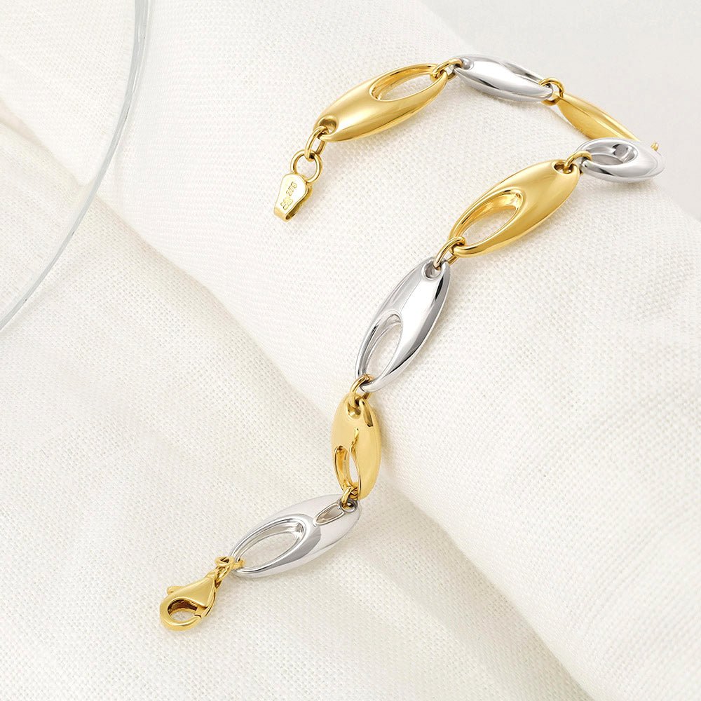 9ct White And Yellow Gold Fancy Link Bracelet - FJewellery