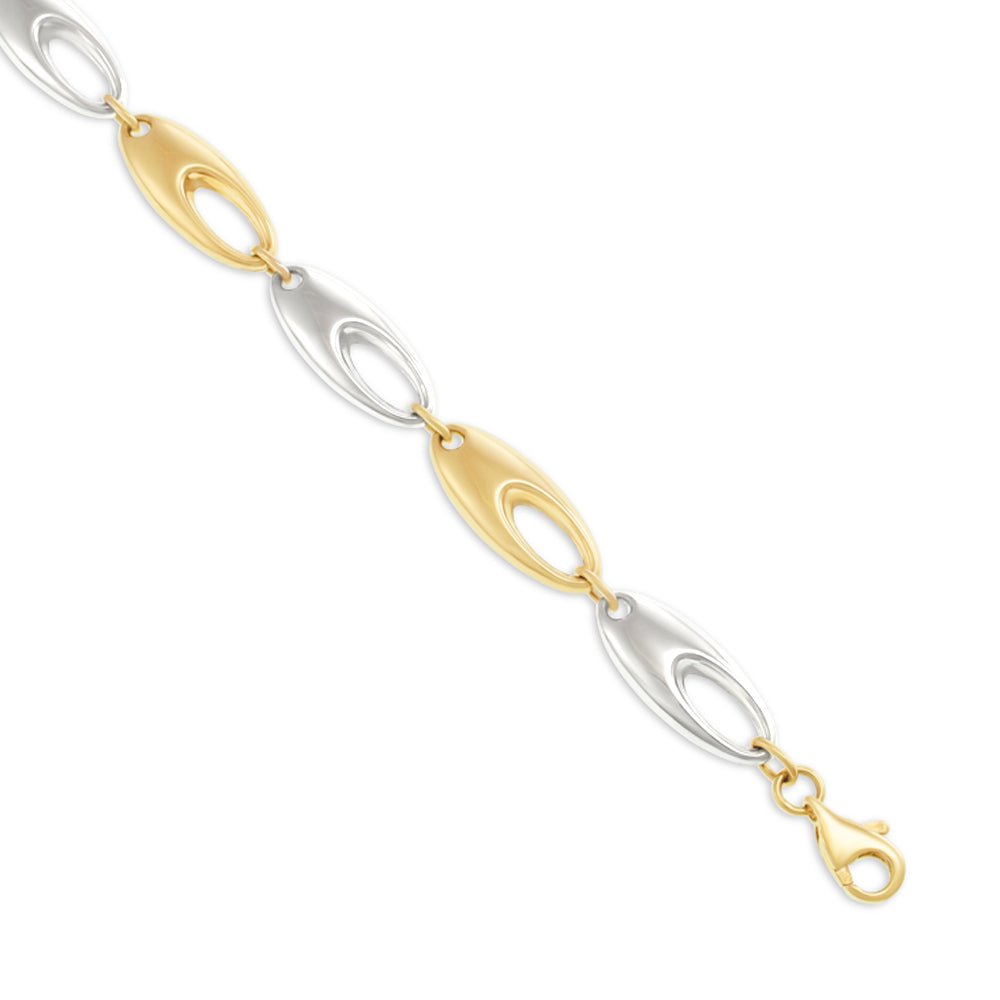 9ct White And Yellow Gold Fancy Link Bracelet - FJewellery