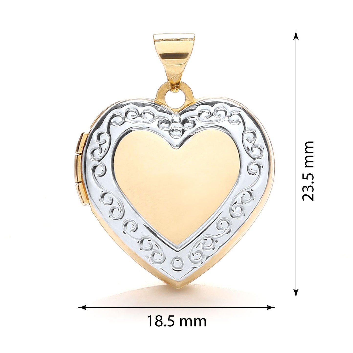 9ct white and Yellow Gold Heart Shape Locket - FJewellery