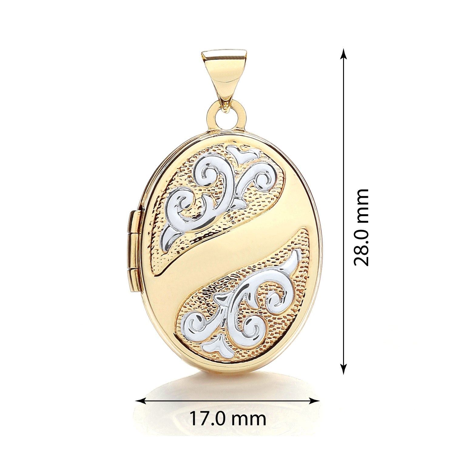 9ct White and Yellow Gold Oval Shape Locket - FJewellery