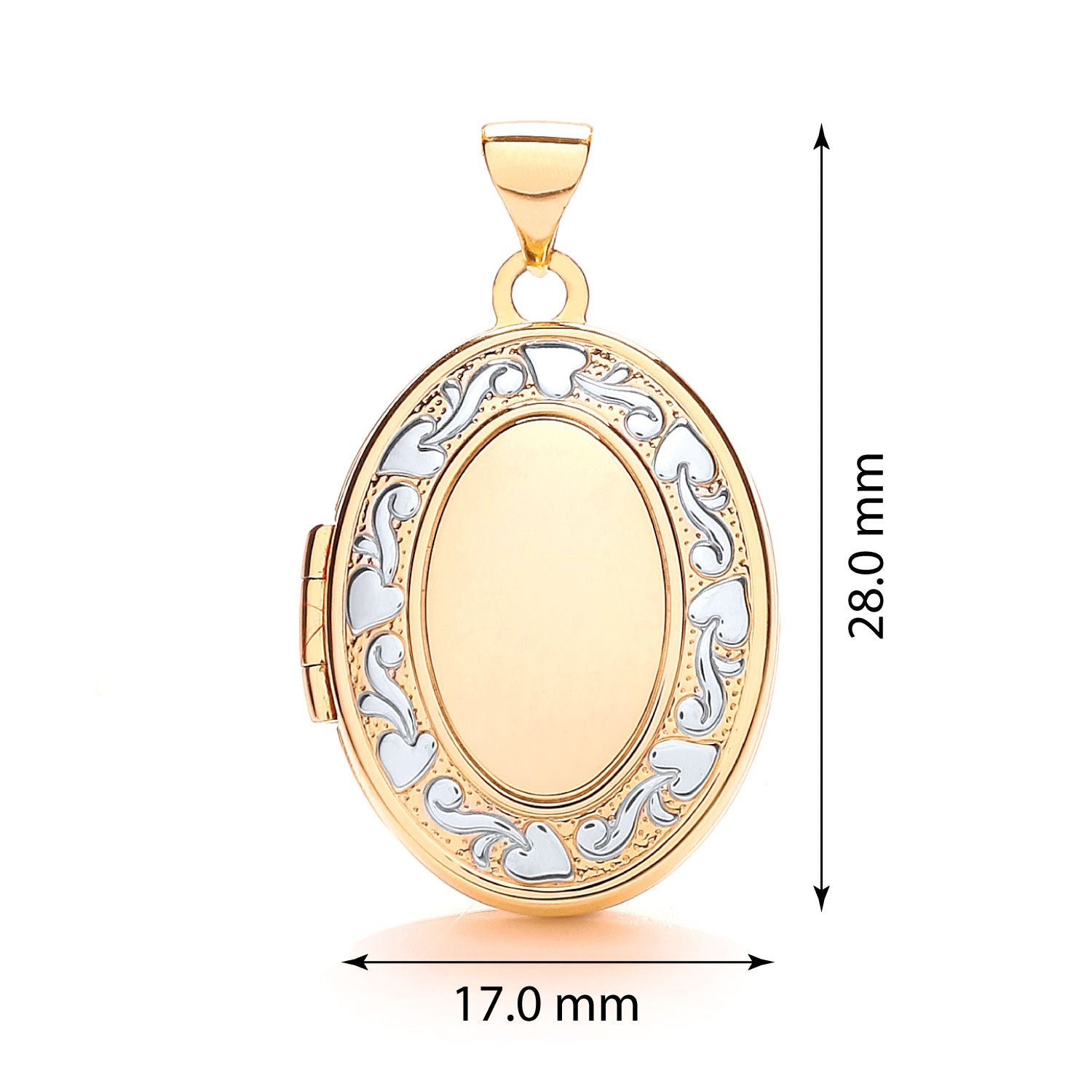9ct White and Yellow Gold Oval Shaped Locket - FJewellery
