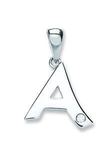 9ct White Gold 0.01ct Diamond A Initial Pendant - FJewellery