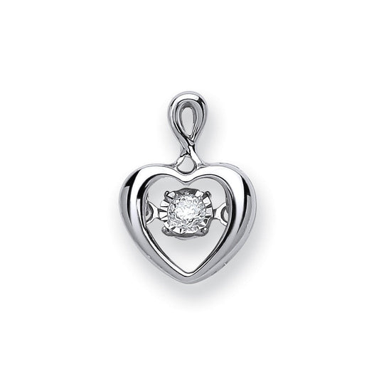 9ct White Gold 0.06ct Dancing Diamond Heart Pendant - FJewellery