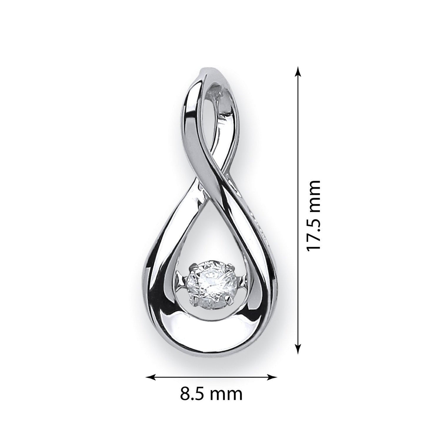 9ct White Gold 0.10ct Dancing Diamond Drop Pendant - FJewellery