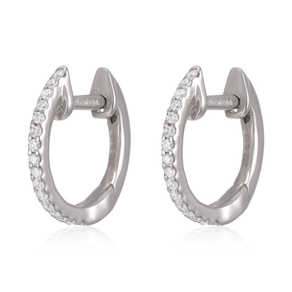 9ct White Gold 0.10ct Diamond Earrings - FJewellery