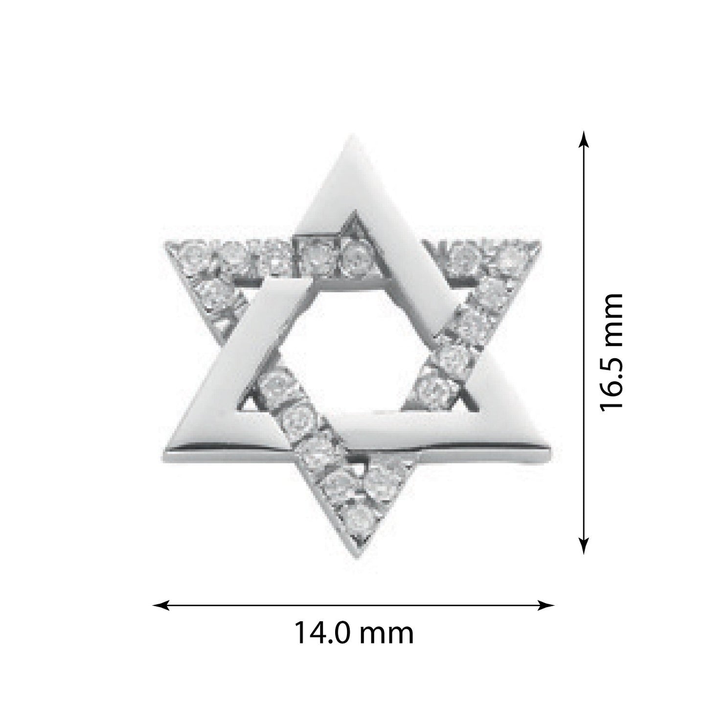 9ct White Gold 0.10ct Diamond Star of David Pendant - FJewellery