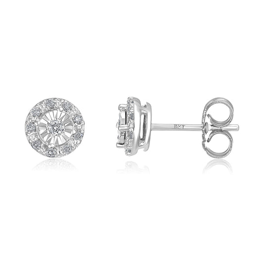 9ct White Gold 0.13ct Dia Stud Earrings - FJewellery