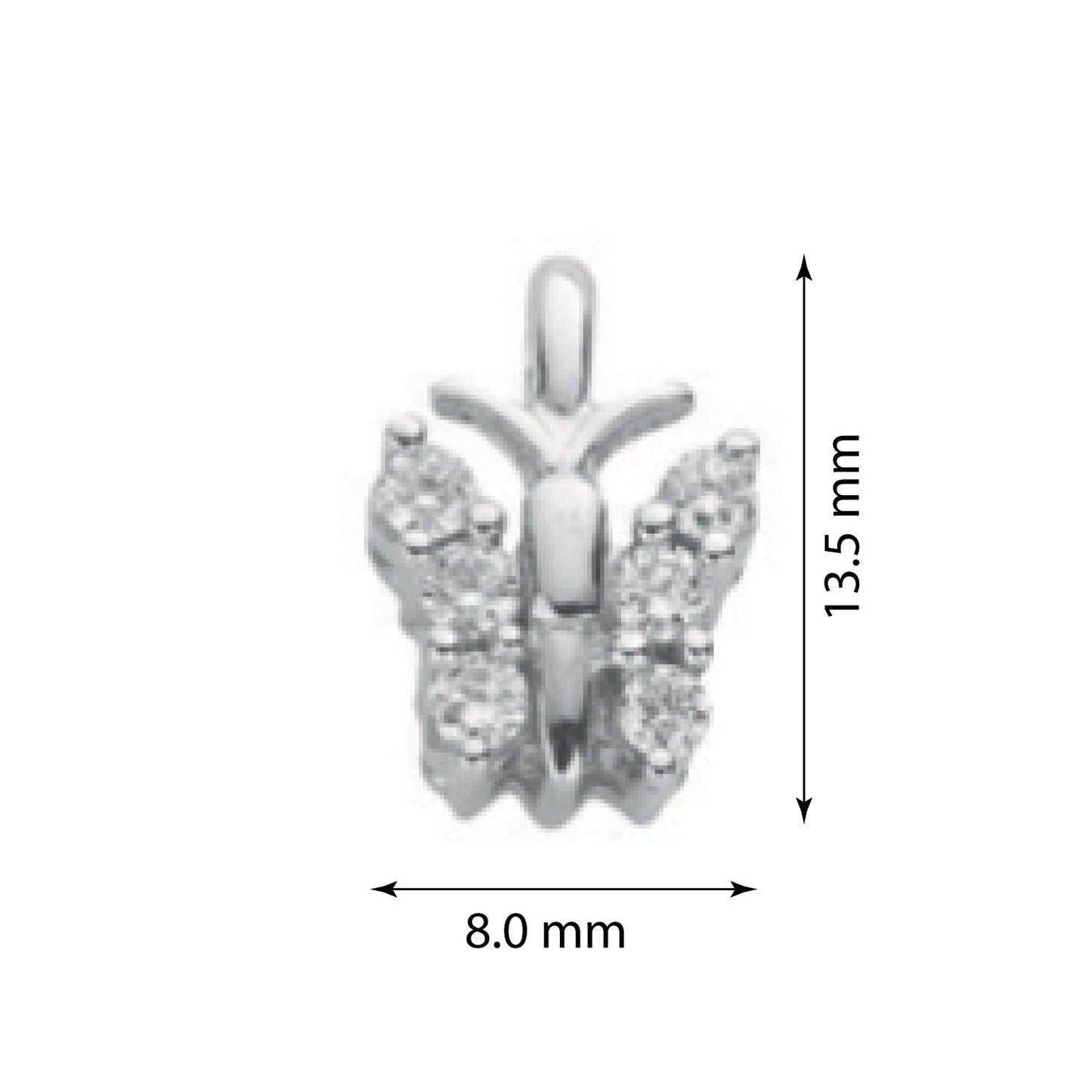 9ct White Gold 0.15ct Diamond Butterfly Pendant - FJewellery