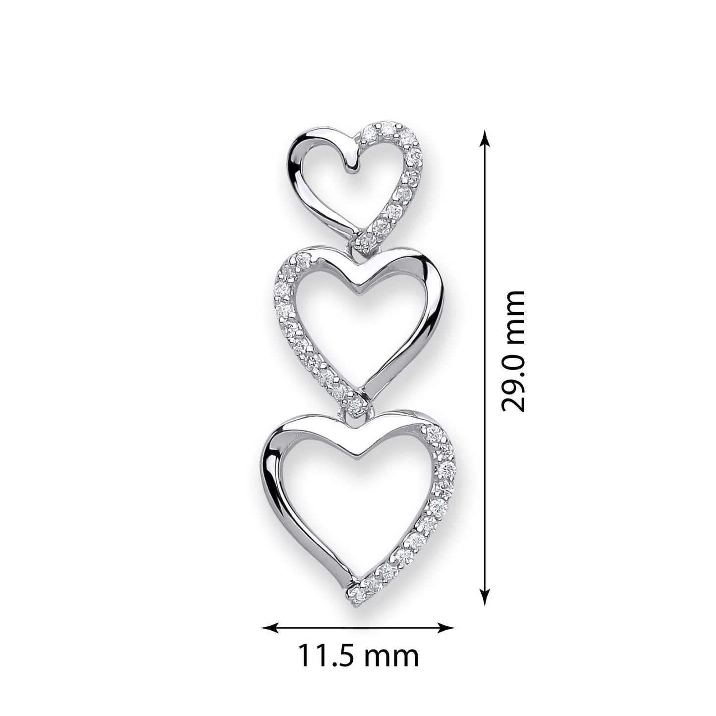 9ct White Gold 0.15ct Diamond Heart Pendant - FJewellery