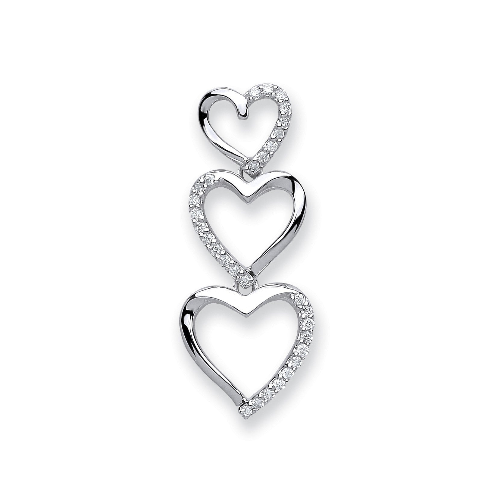 9ct White Gold 0.15ct Diamond Heart Pendant - FJewellery