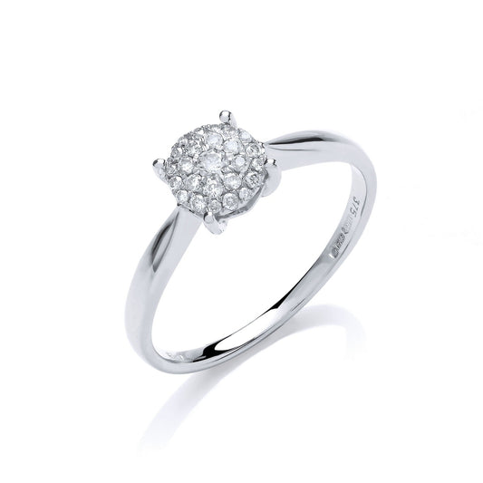 9ct White Gold 0.15ct Diamond Pave Solitaire Ring - FJewellery
