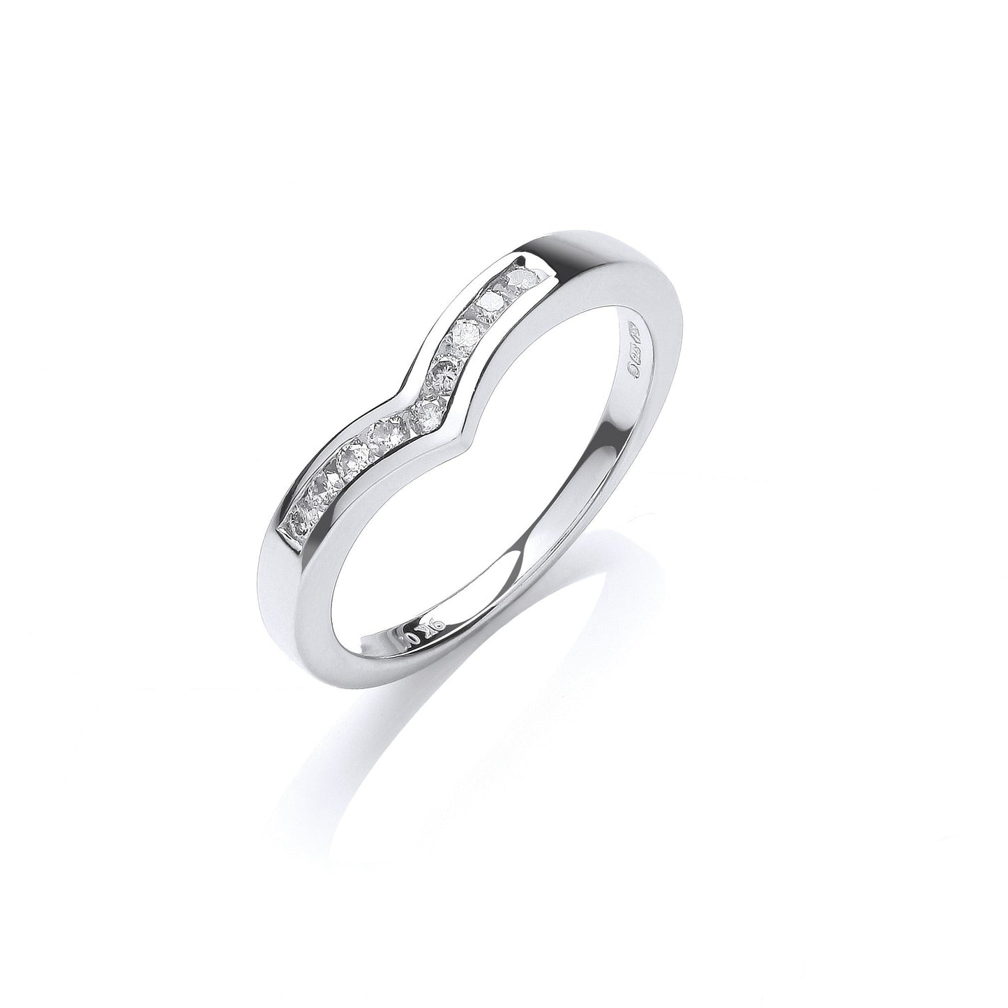 9ct White Gold 0.15ct Diamond Wishbone Ring - FJewellery