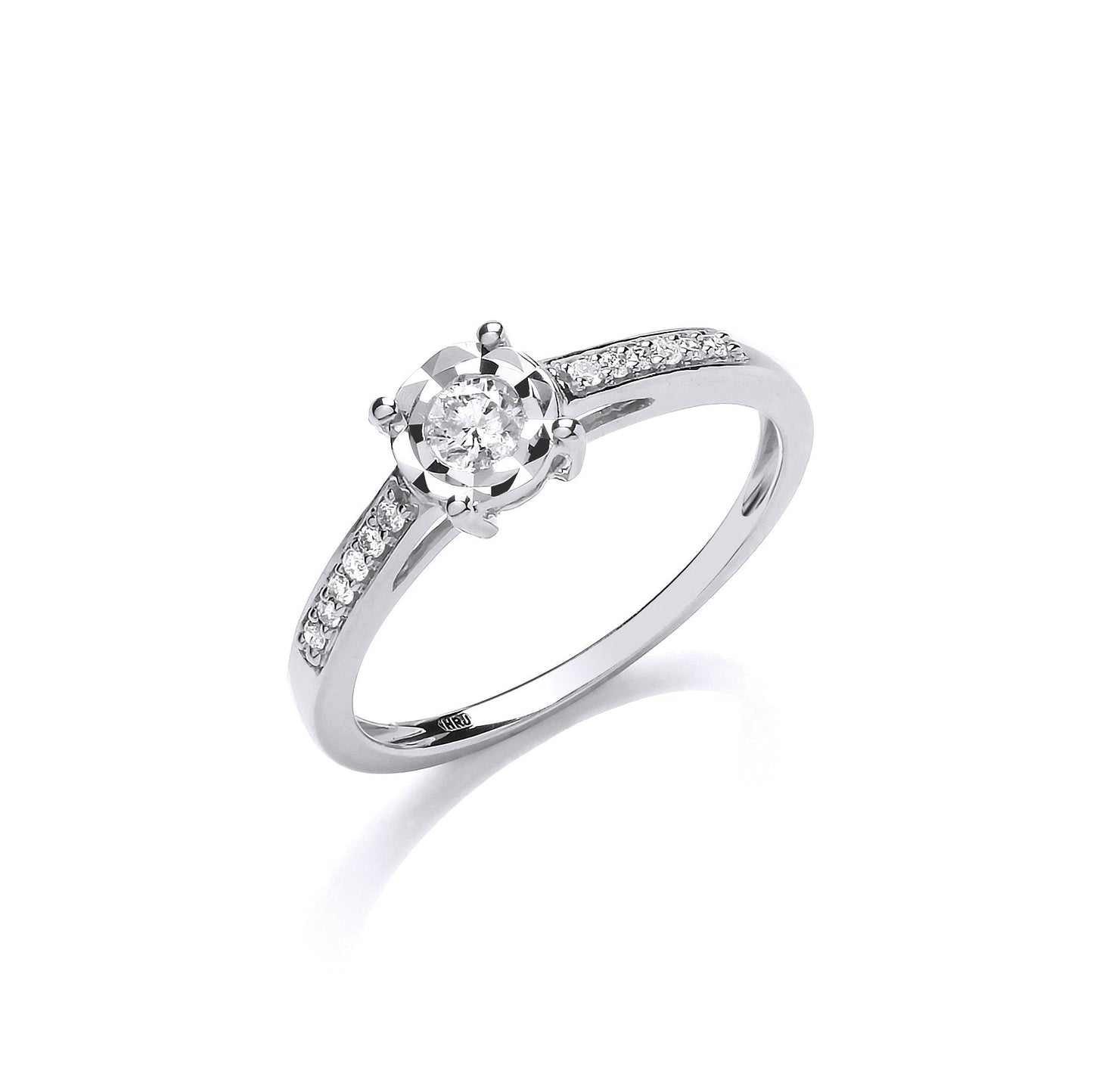 9ct White Gold 0.15ct Solitaire Ring - FJewellery