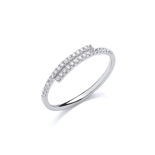 9ct White Gold 0.16ct Crossover Dress Ring - FJewellery