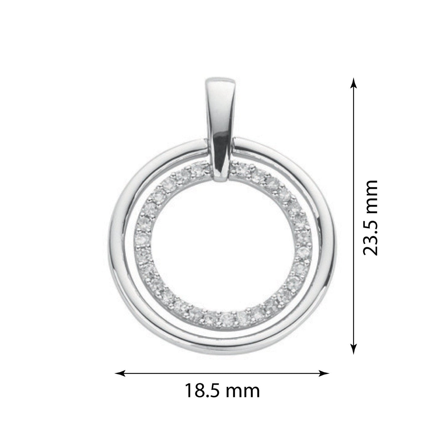 9ct White Gold 0.20ct Diamond Circle Pendant - FJewellery