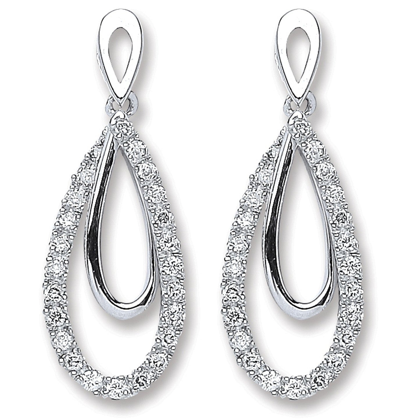 9ct White Gold 0.20ct Diamond Drop Earrings - FJewellery