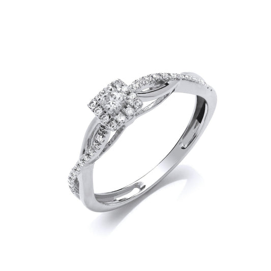 9ct White Gold 0.20ct Diamond Solitaire Style Ring - FJewellery