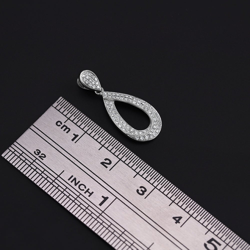 9ct White Gold 0.20ct Pear Diamond Drop Pendant - FJewellery