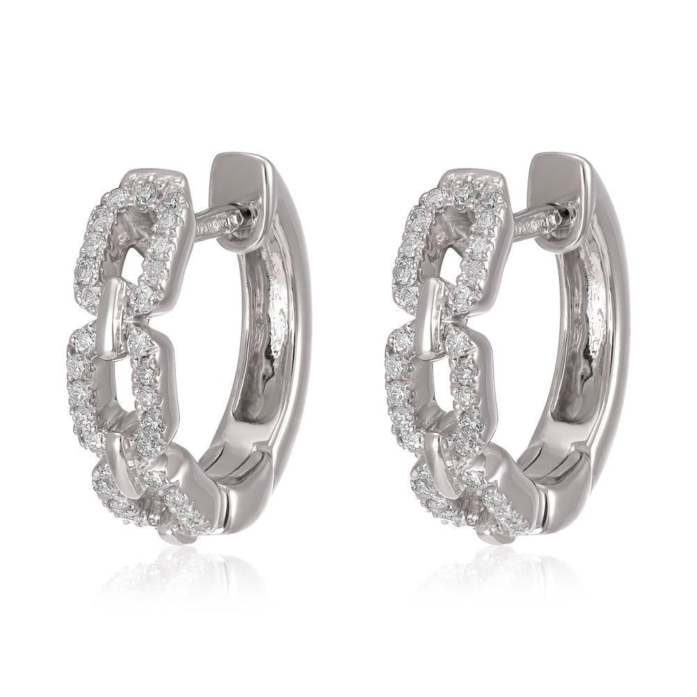 9ct White Gold 0.25ct Curb Huggies - FJewellery