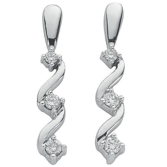 9ct White Gold 0.25ct Diamond Fancy Drop Earrings - FJewellery